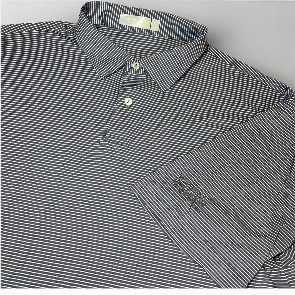 Peter Millar Featherweight Polo‎ Golf Shirt XL Extra Large Grey Striped *READ*